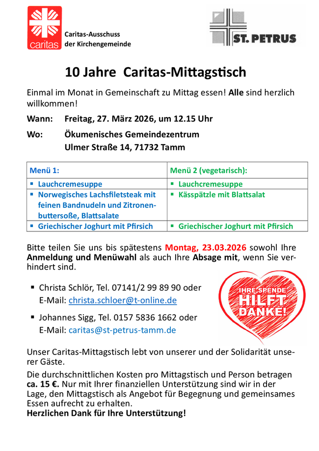 Menü vom 27. März 2026