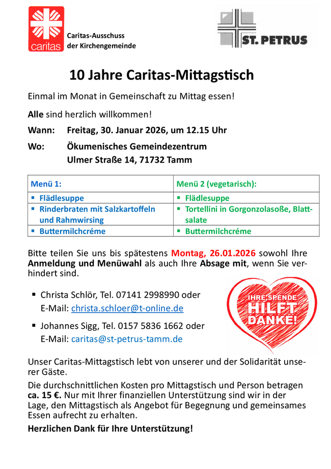 Menü vom 30. Januar 2026