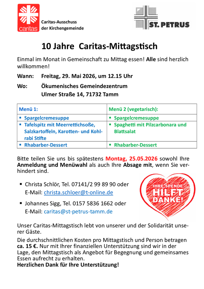 Menü vom 29. Mai 2026