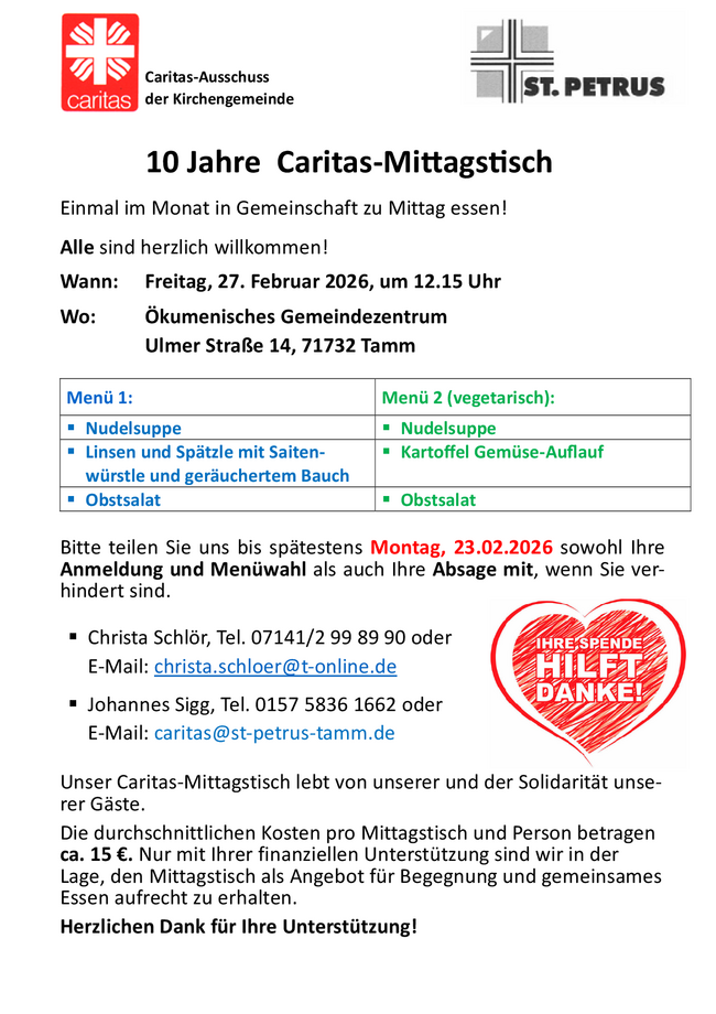 Menü vom 27. Februar 2026