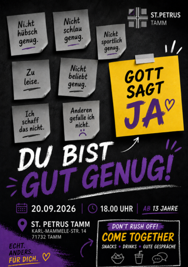 Jugendgottesdienst am 20.09. in St. Petrus
