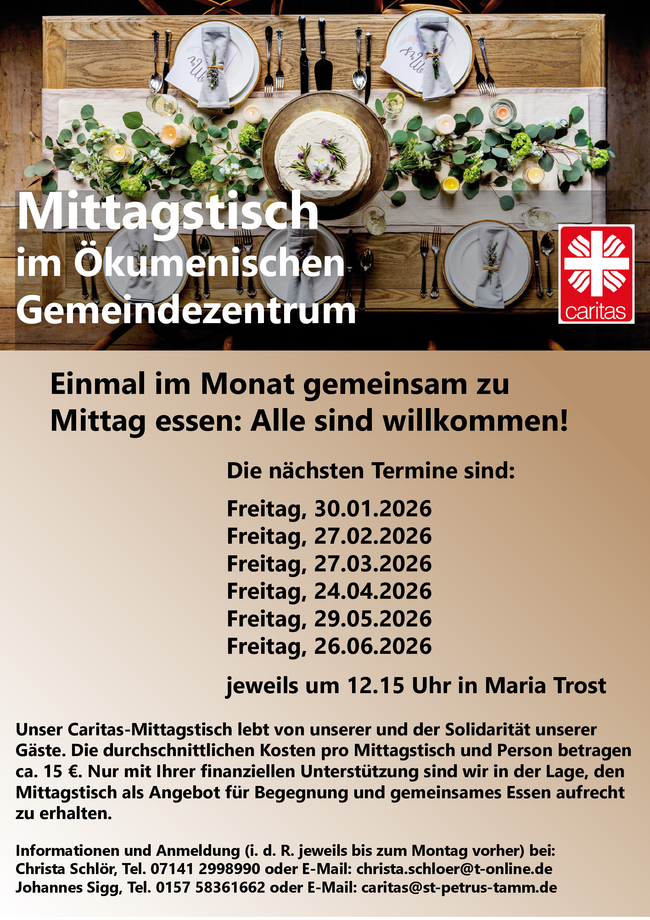 Mittagstisch - Termine 01-06/2026